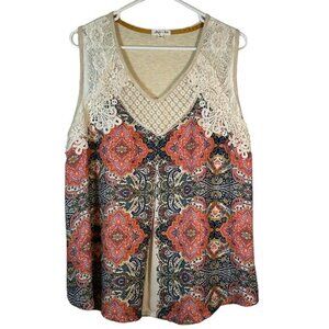 Skylar + Jade Bohemian Sleeveless Lace V-Neck Blouse Shirt Size 1X EUC #1277-AZ